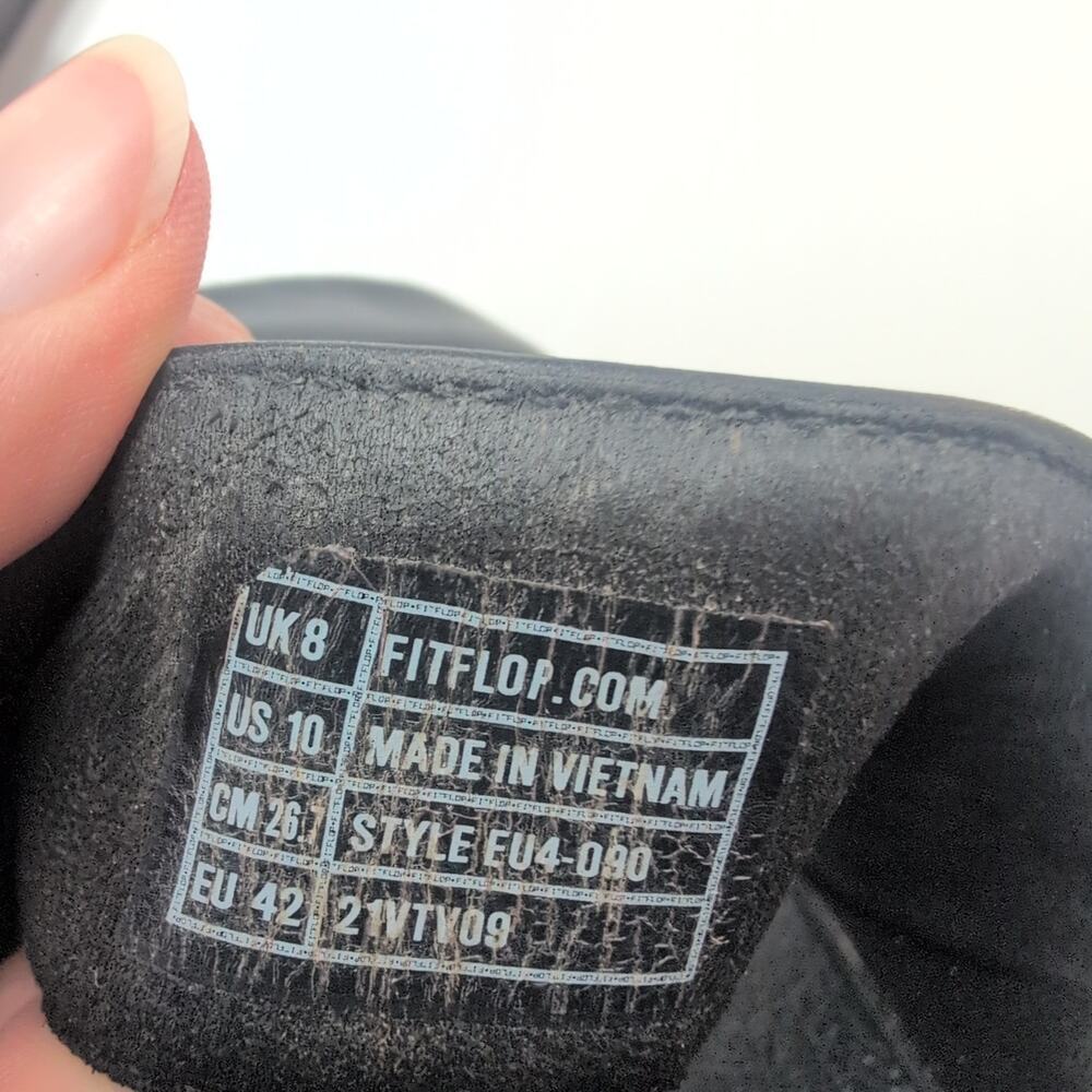 FitFlop Lulu Slingback Wobbleboard Wide Strap Black Leather Sandals Women's 10 - Picture 7 of 7